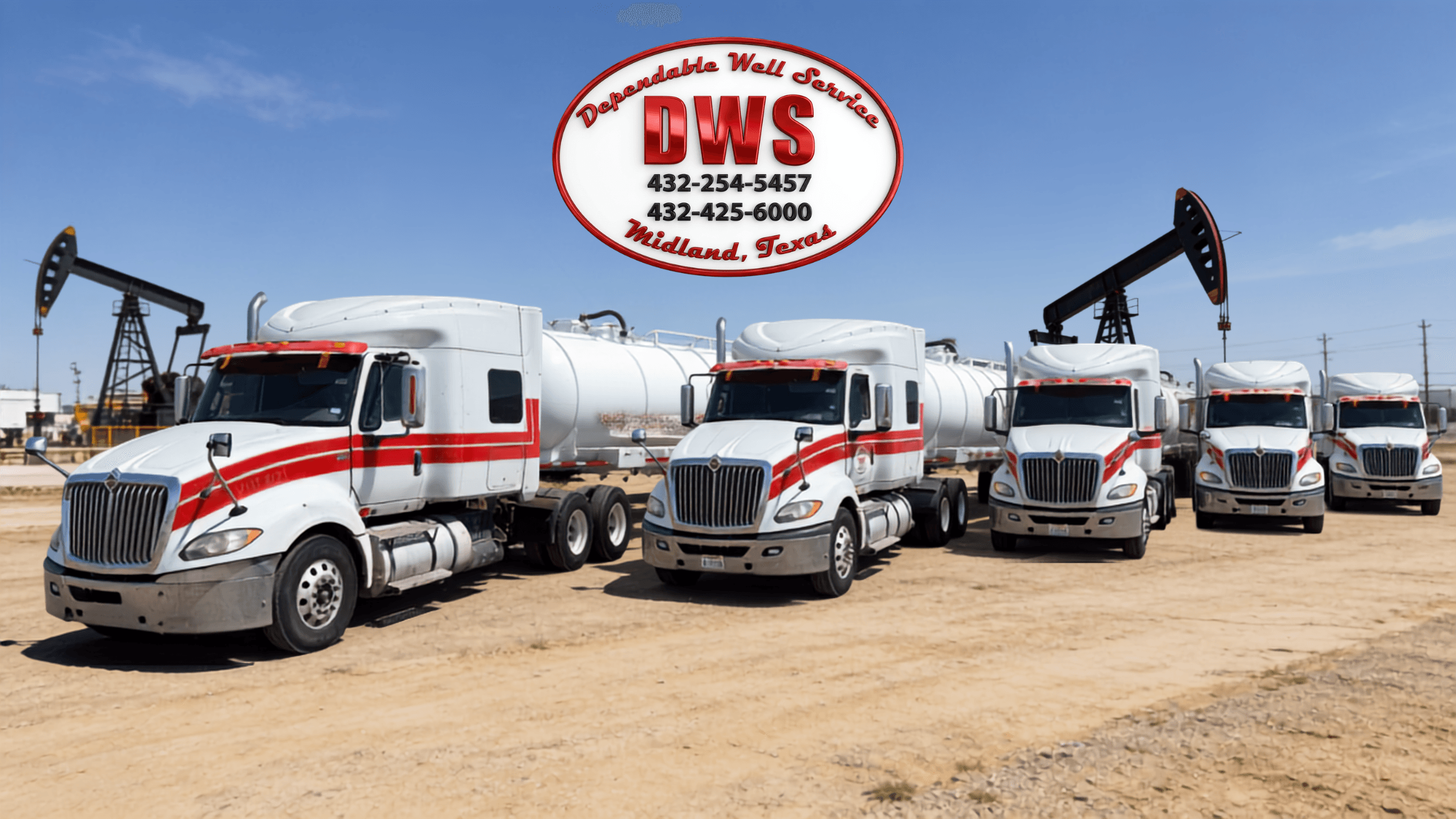 The Dependable Well Service fleet lined up at a Permian Basin location in Midland, Texas